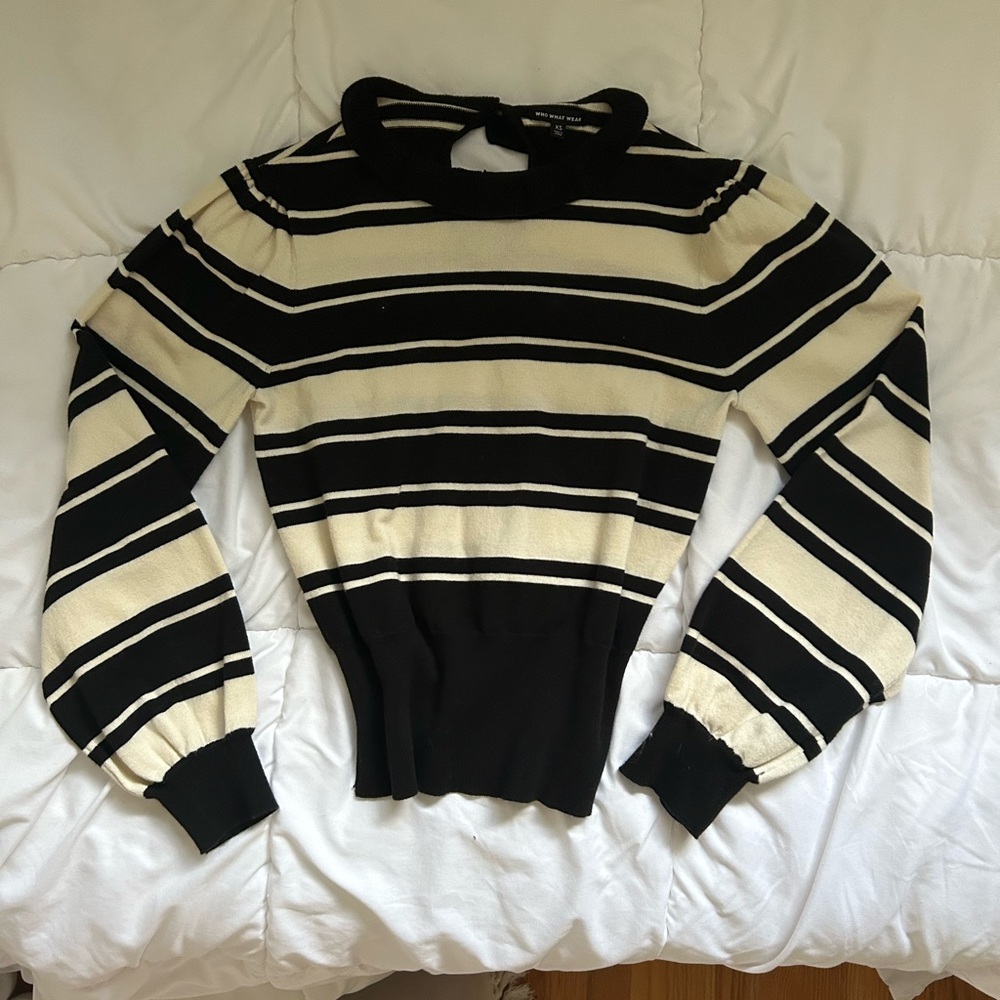 Target Black and Cream Striped Turtleneck Sweater